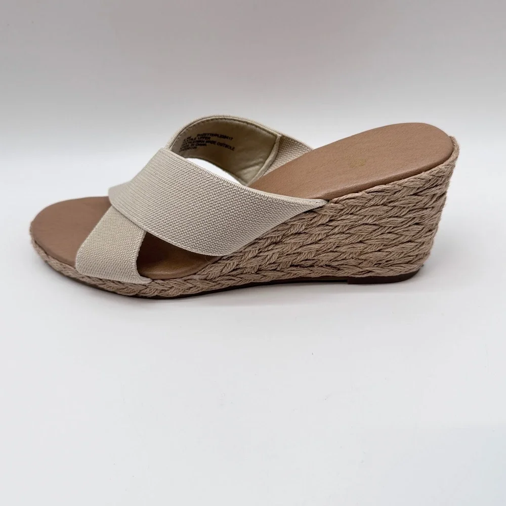 Tommy Bahama Suzette Espadrille Wedge Sandals Womens 9.5 Beige Elastic Slide